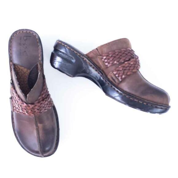 B.O.C. Leather Mules Slides Brown size 8, 39 Women Comfort Shoes Slid On - Picture 3 of 7